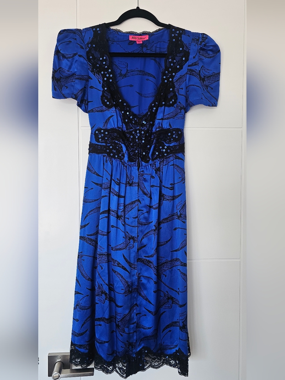 Vintage Betsey Johnson Pterodactyl Dinosaur Dress Cobalt Woman’s Size 4 (S)